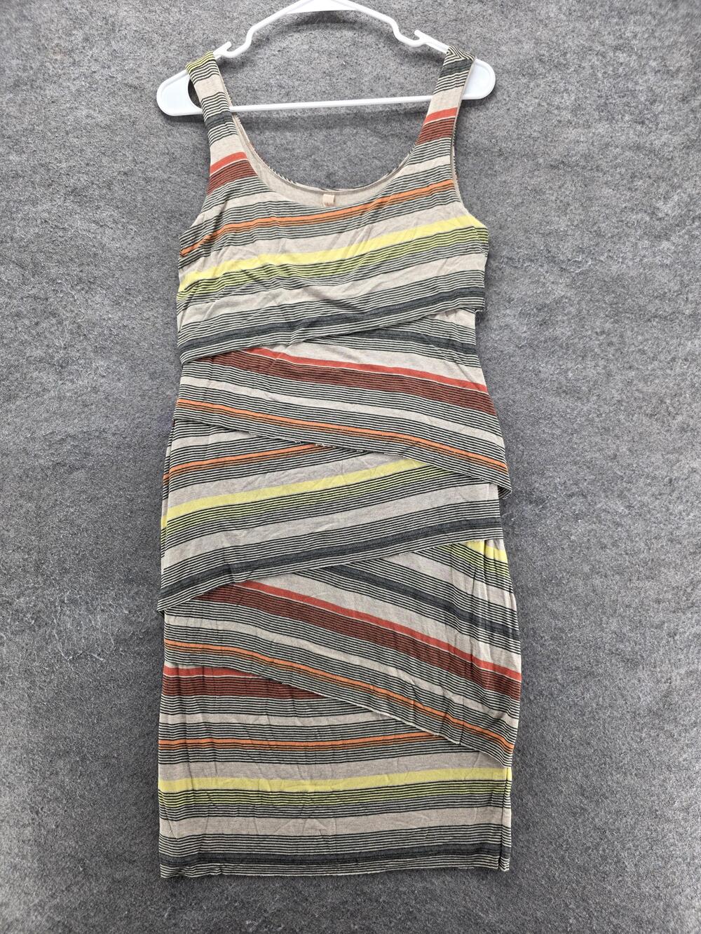 Bailey 44 Dress Womens L Multicolor Tank Bodycon Midi Scoop Neck Cotton Blend